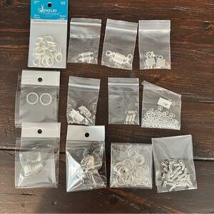 Over 10 bundles of Jewelry Making Supplies Magnetic Silver Clasps & more